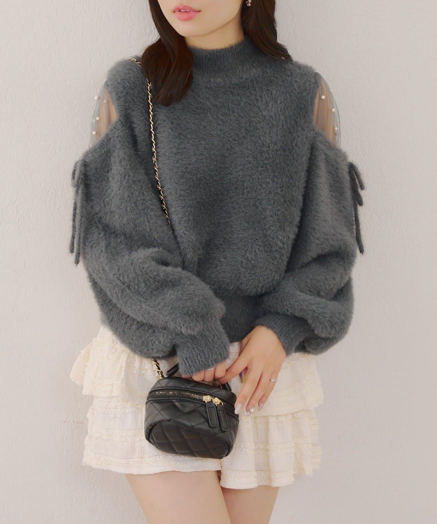 約會或應援活動首選【RMAF】顯身材露膚珍珠針織衫