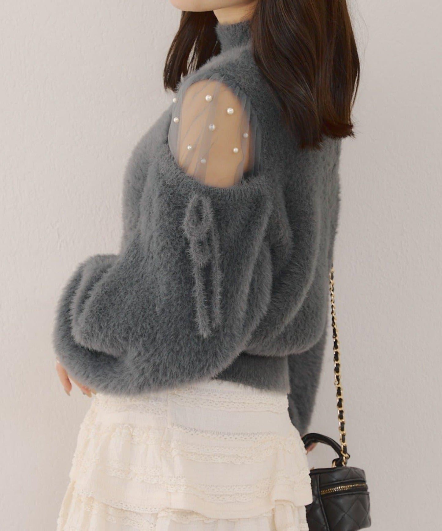 約會或應援活動首選【RMAF】顯身材露膚珍珠針織衫