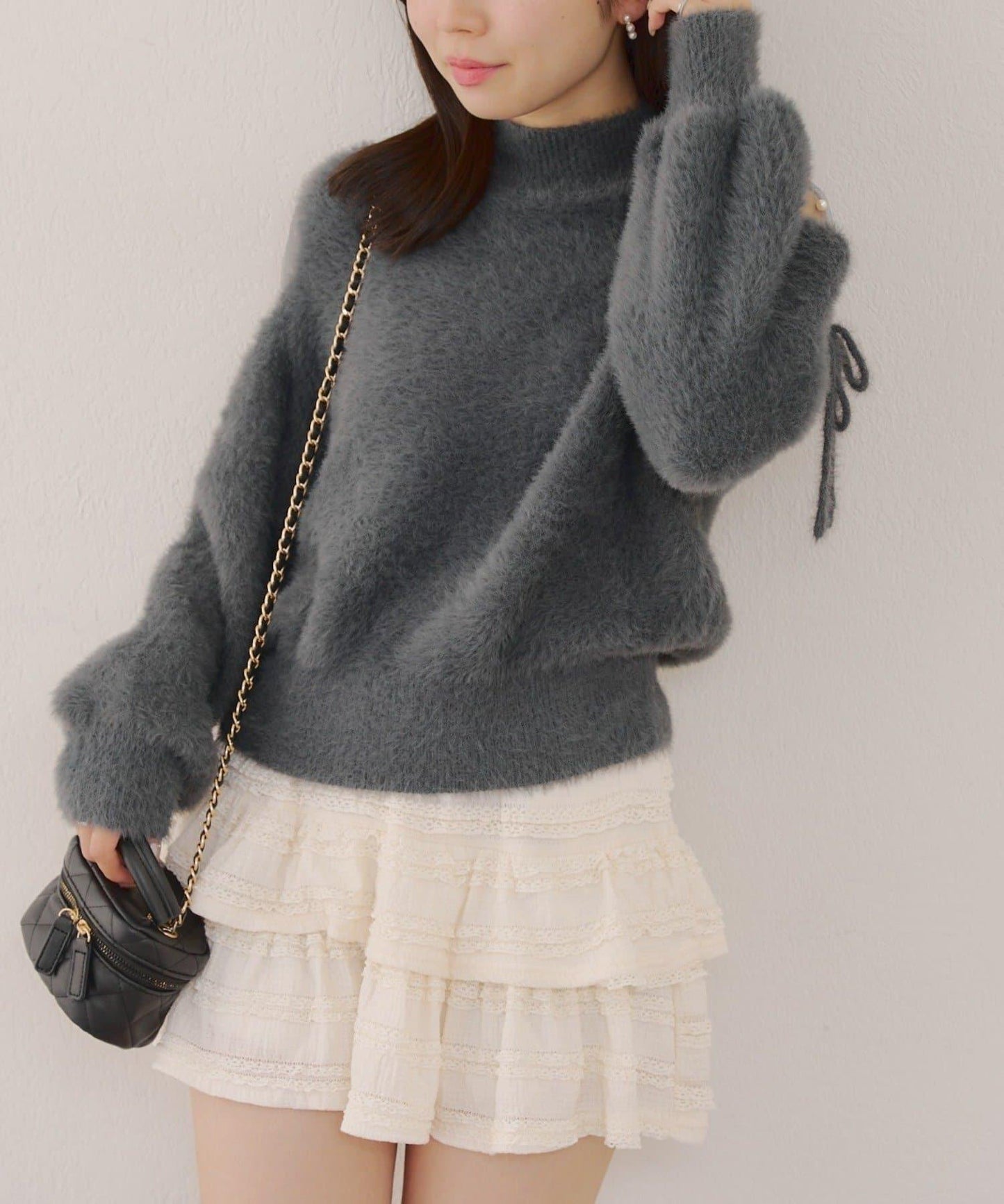 約會或應援活動首選【RMAF】顯身材露膚珍珠針織衫