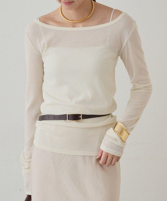 圓領透視長袖T恤