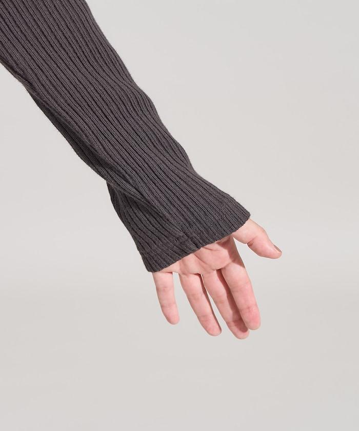 軍風羅紋拼接格紋長袖T恤