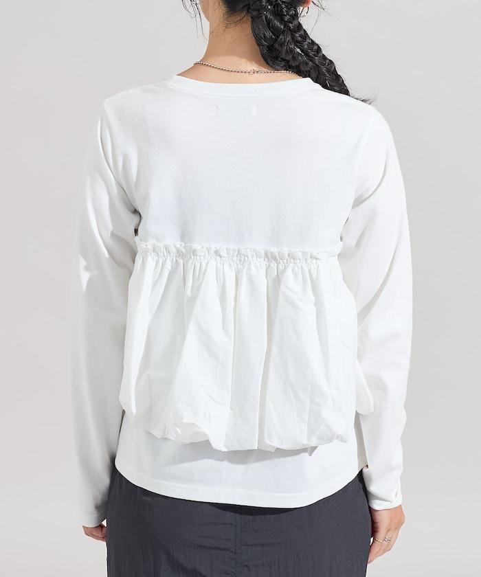 泡泡袖束身上衣風拼接長袖T恤