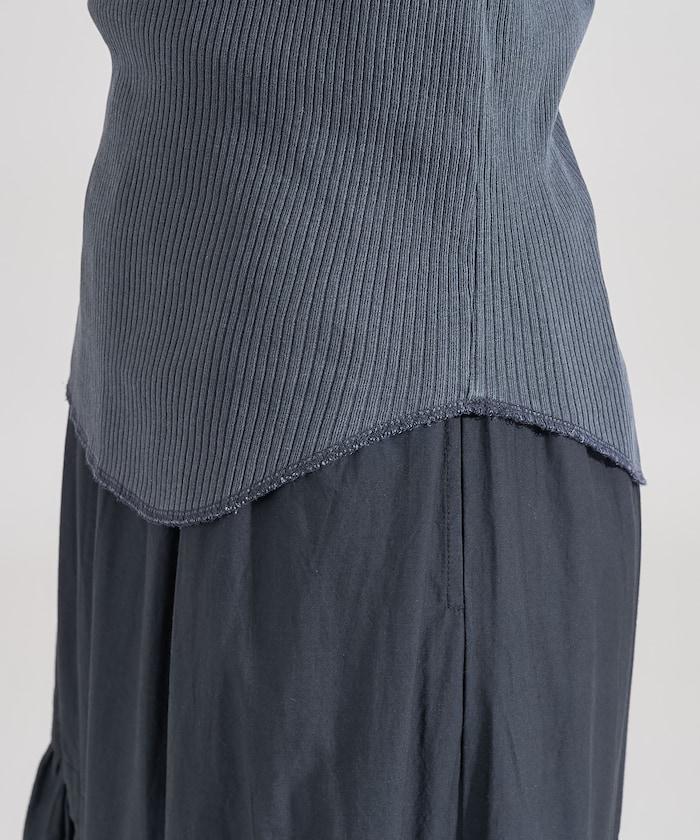 軍風羅紋亨利領長袖T恤