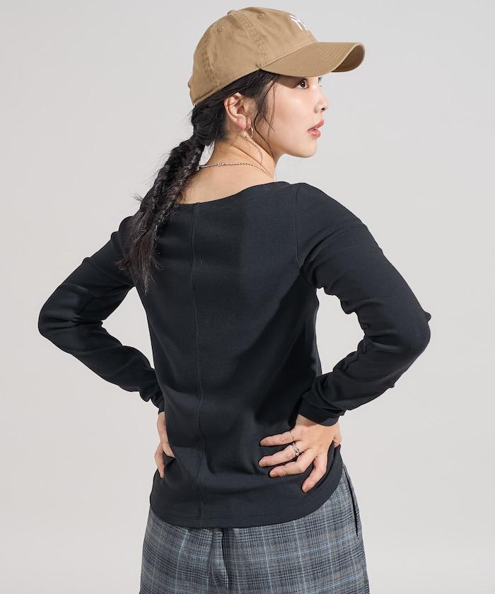 棉莫代爾船領長袖T恤