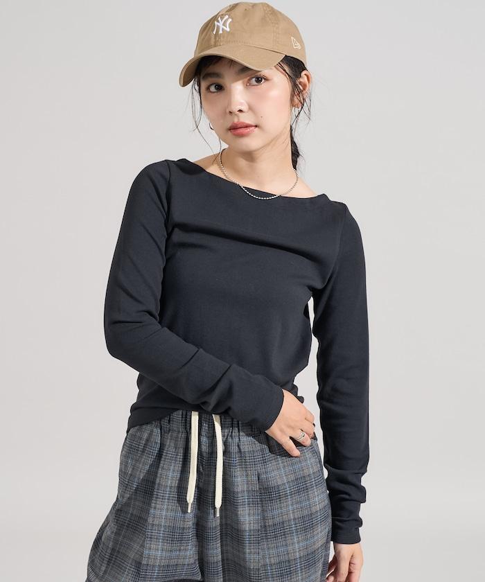 棉莫代爾船領長袖T恤