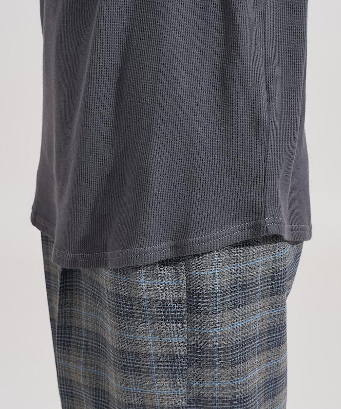 一字肩華夫格長袖T恤