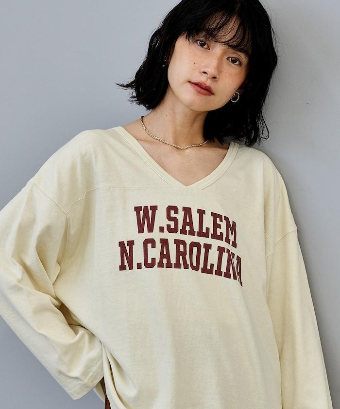 復古風格2way美式橄欖球長袖T恤