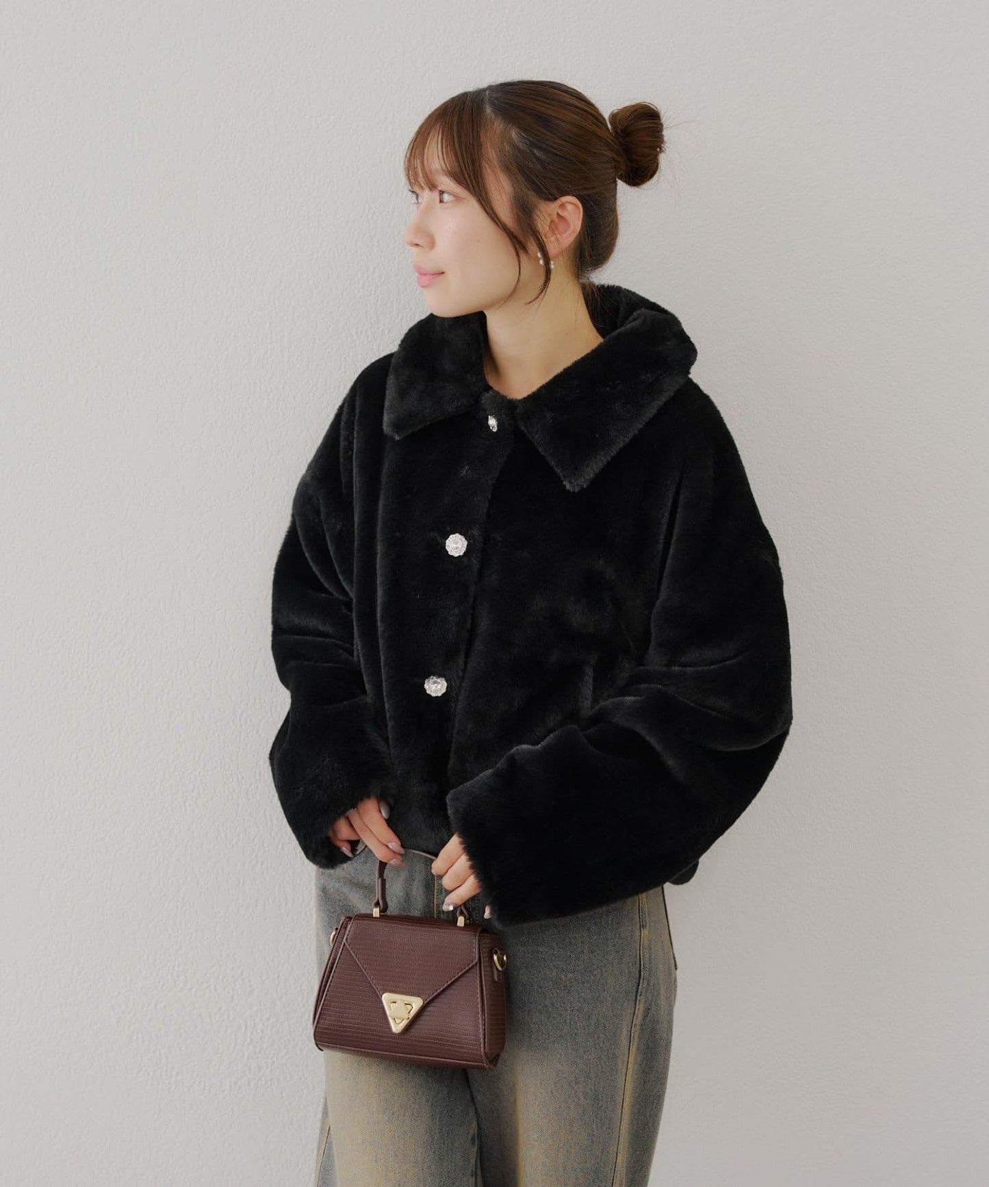 【RMAF】亮片紐扣仿毛外套