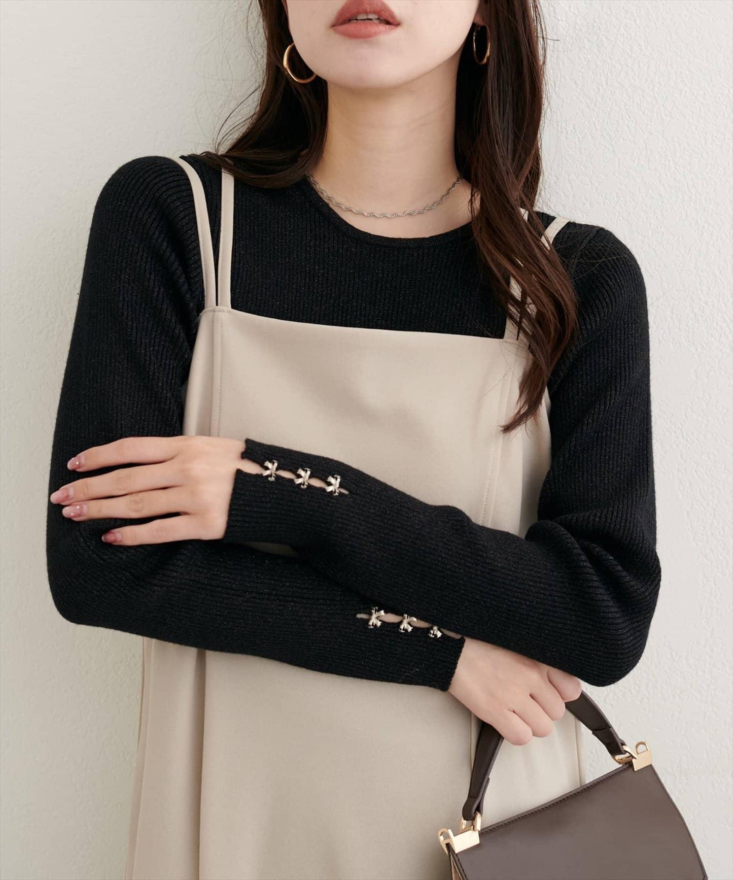 帕爾克羅限定/【mizumami】蝴蝶結裝飾袖針織衫