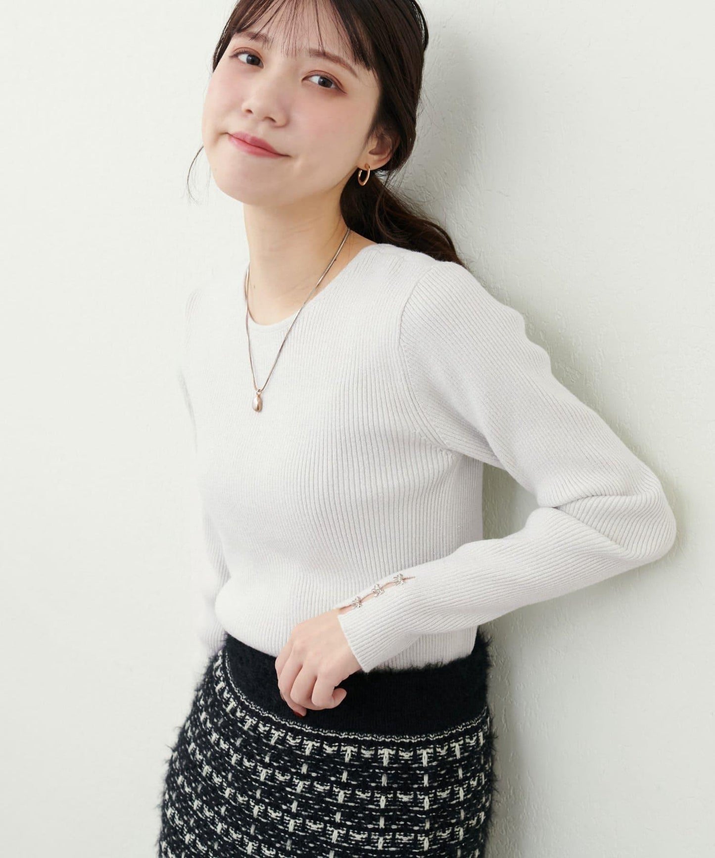 帕爾克羅限定/【mizumami】蝴蝶結裝飾袖針織衫