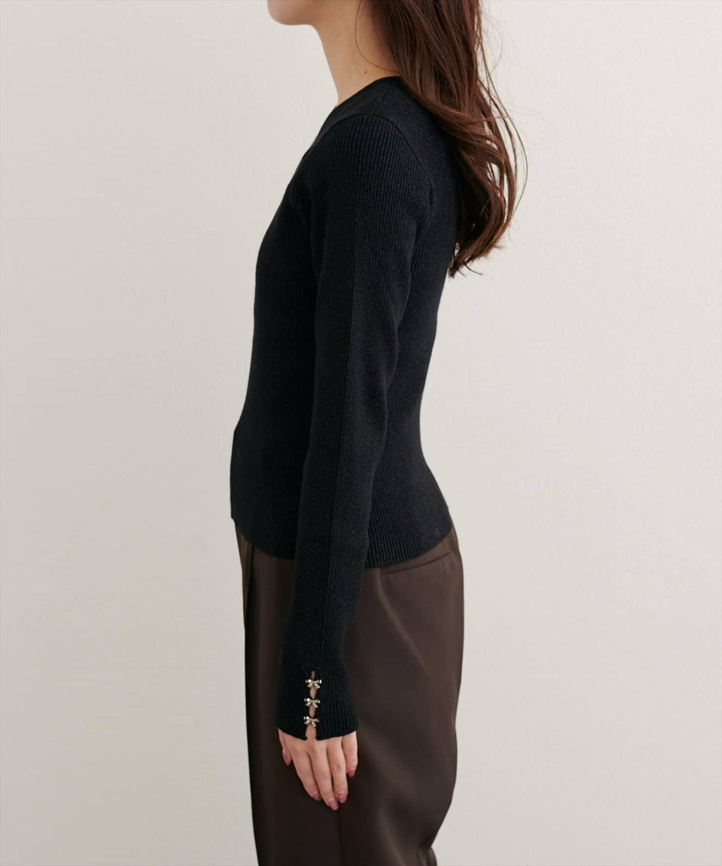 帕爾克羅限定/【mizumami】蝴蝶結裝飾袖針織衫