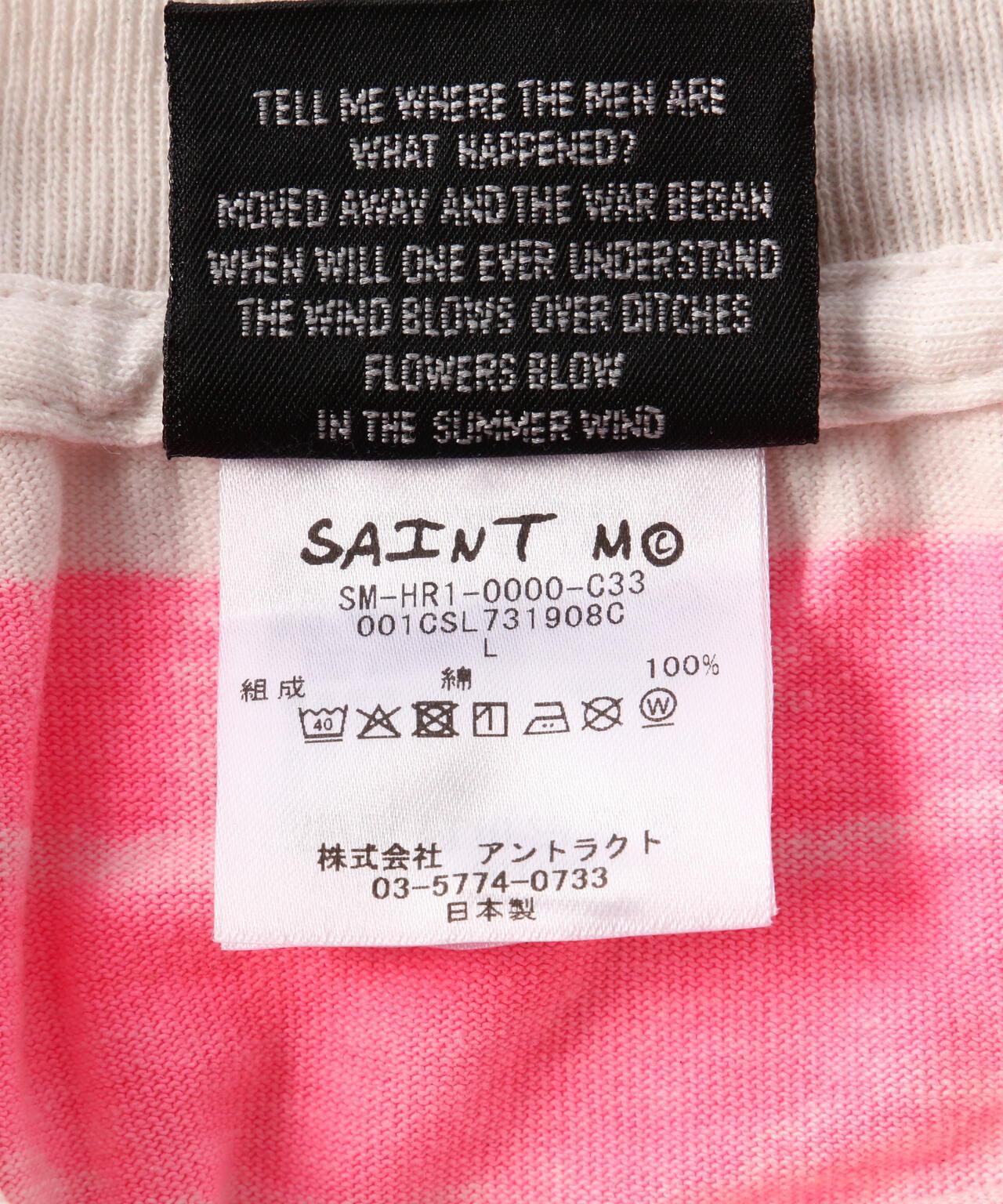 SAINT MICHAEL/聖邁克爾/BAPE_SS TEE/手印圖案/白色×粉色