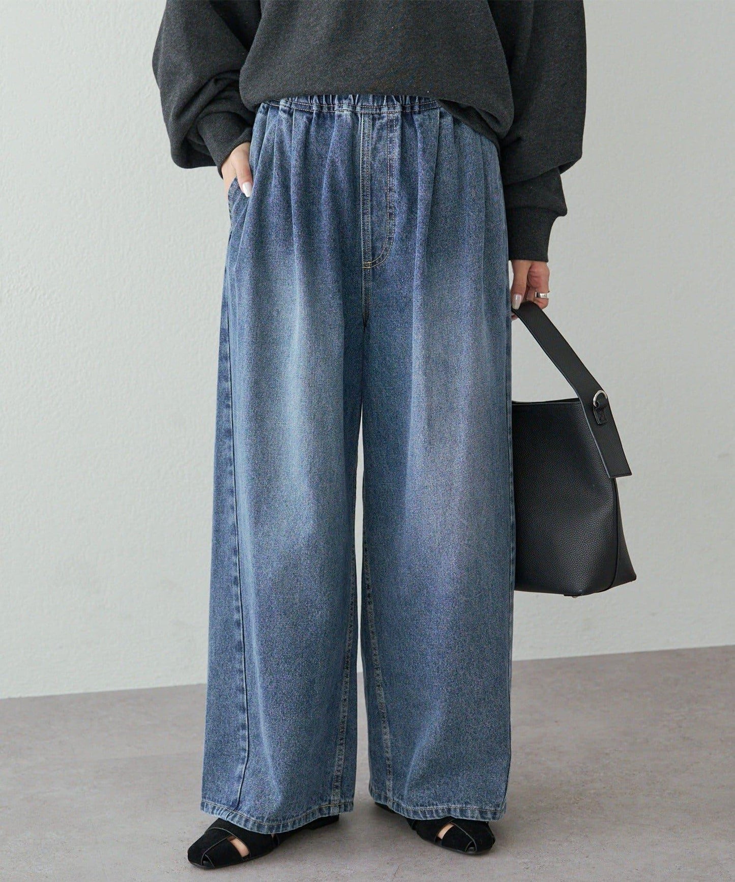 復古風牛仔休閒褲