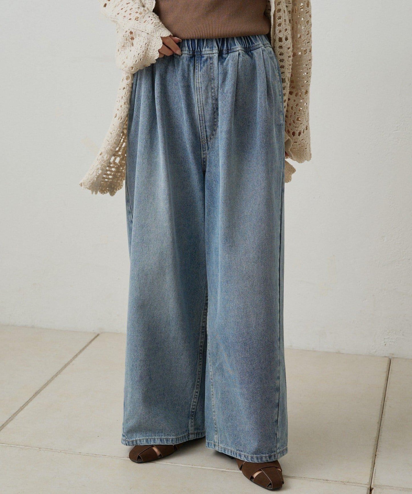 復古風牛仔休閒褲