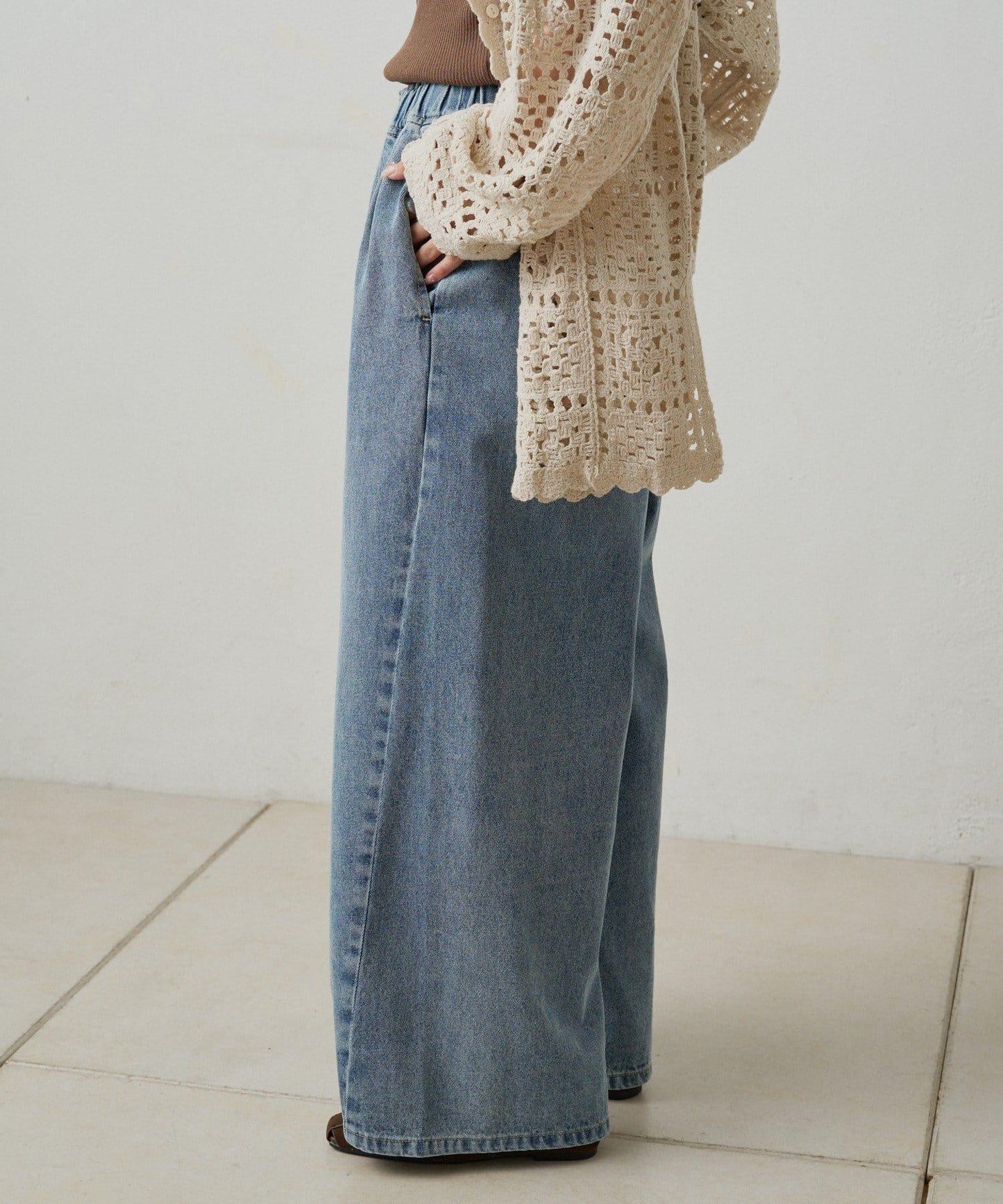 復古風牛仔休閒褲