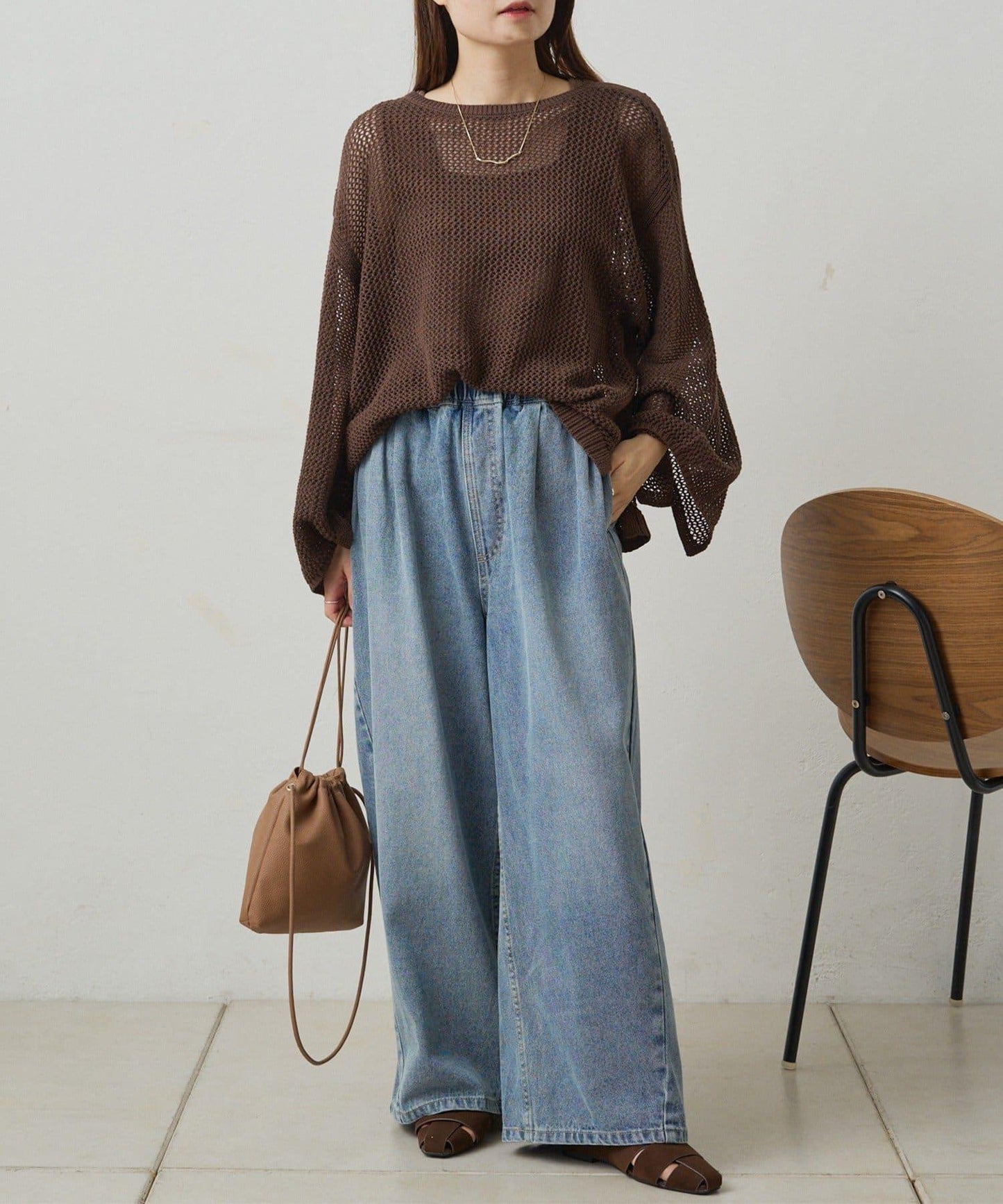 復古風牛仔休閒褲