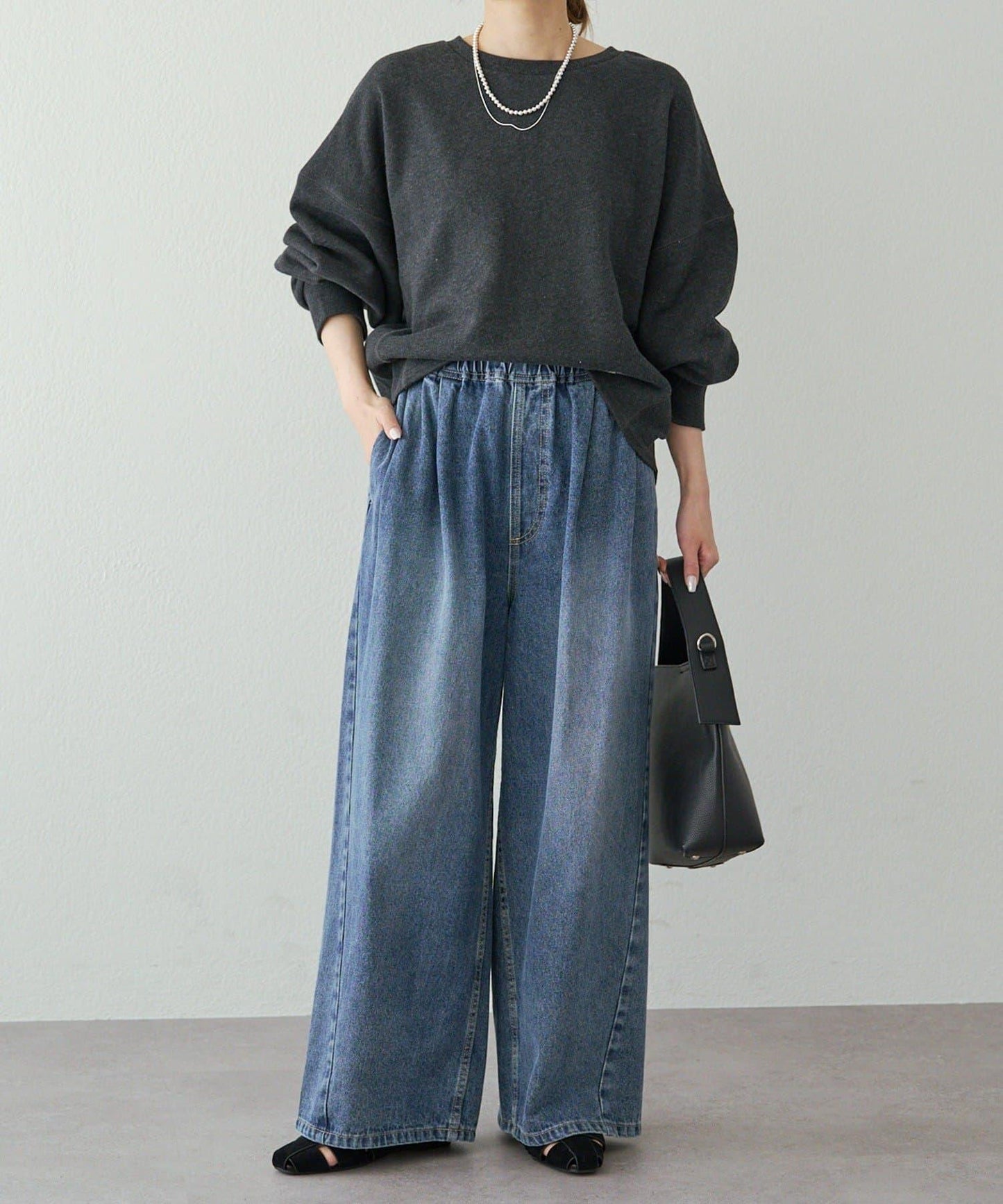 復古風牛仔休閒褲