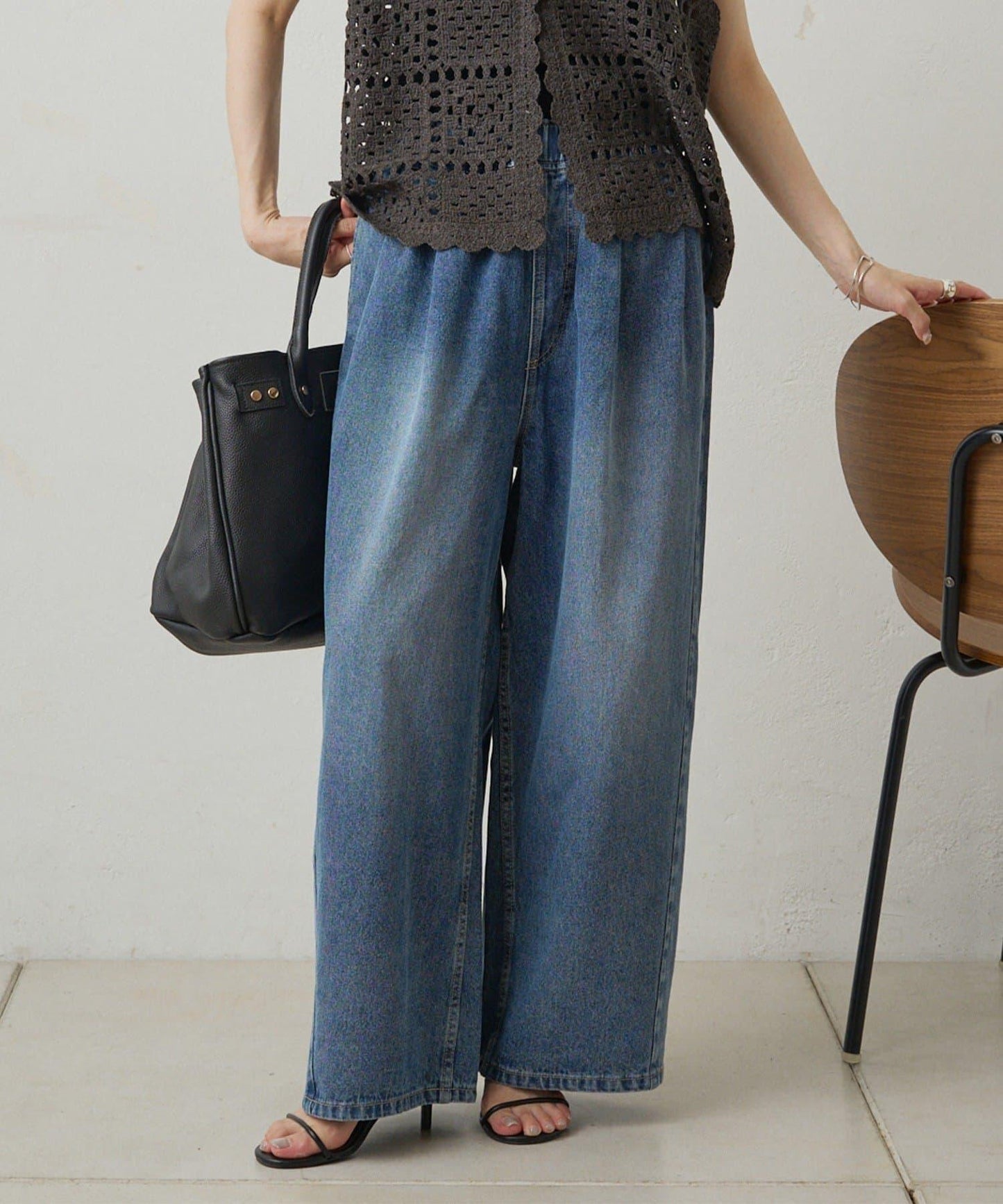 復古風牛仔休閒褲