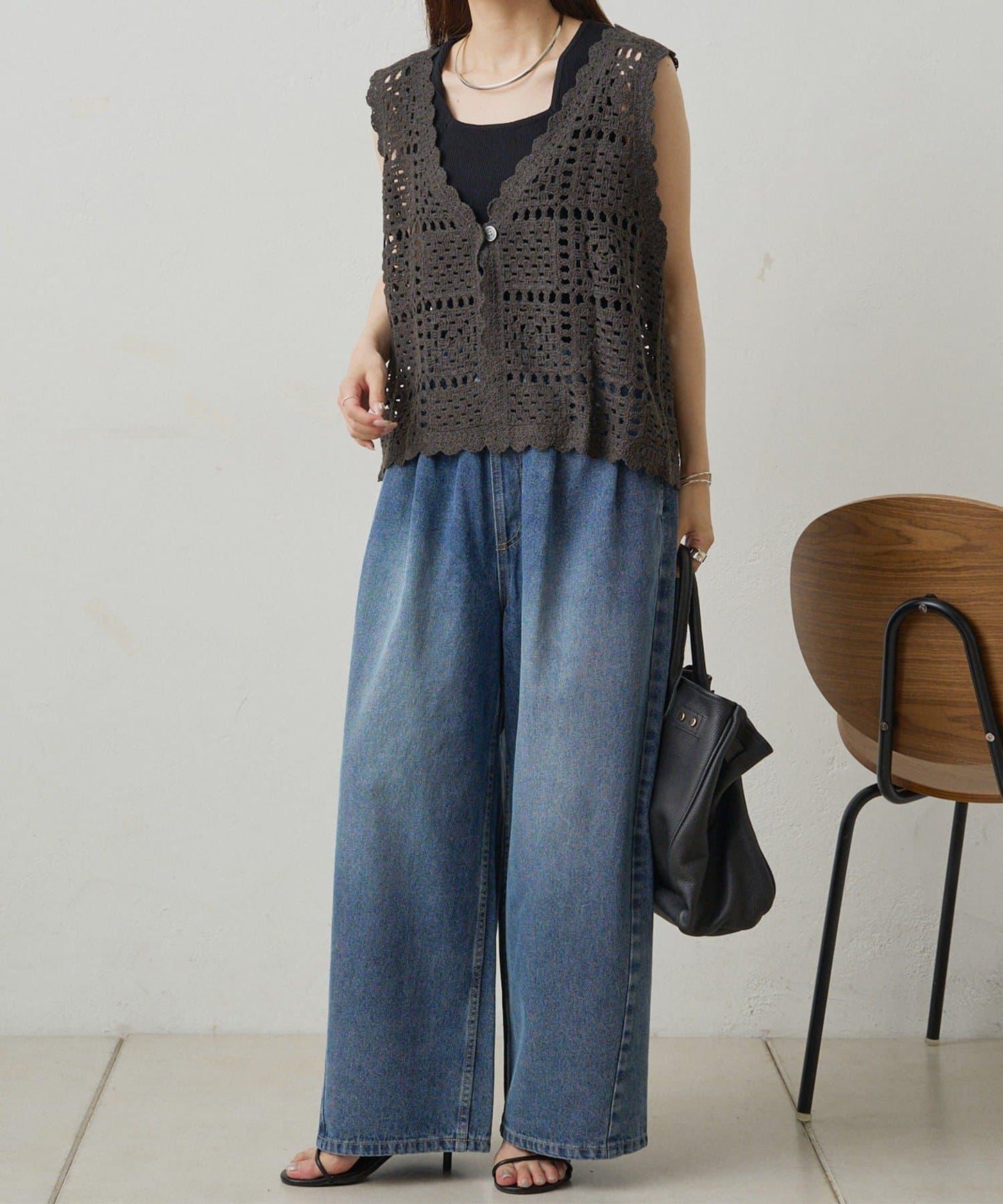 復古風牛仔休閒褲