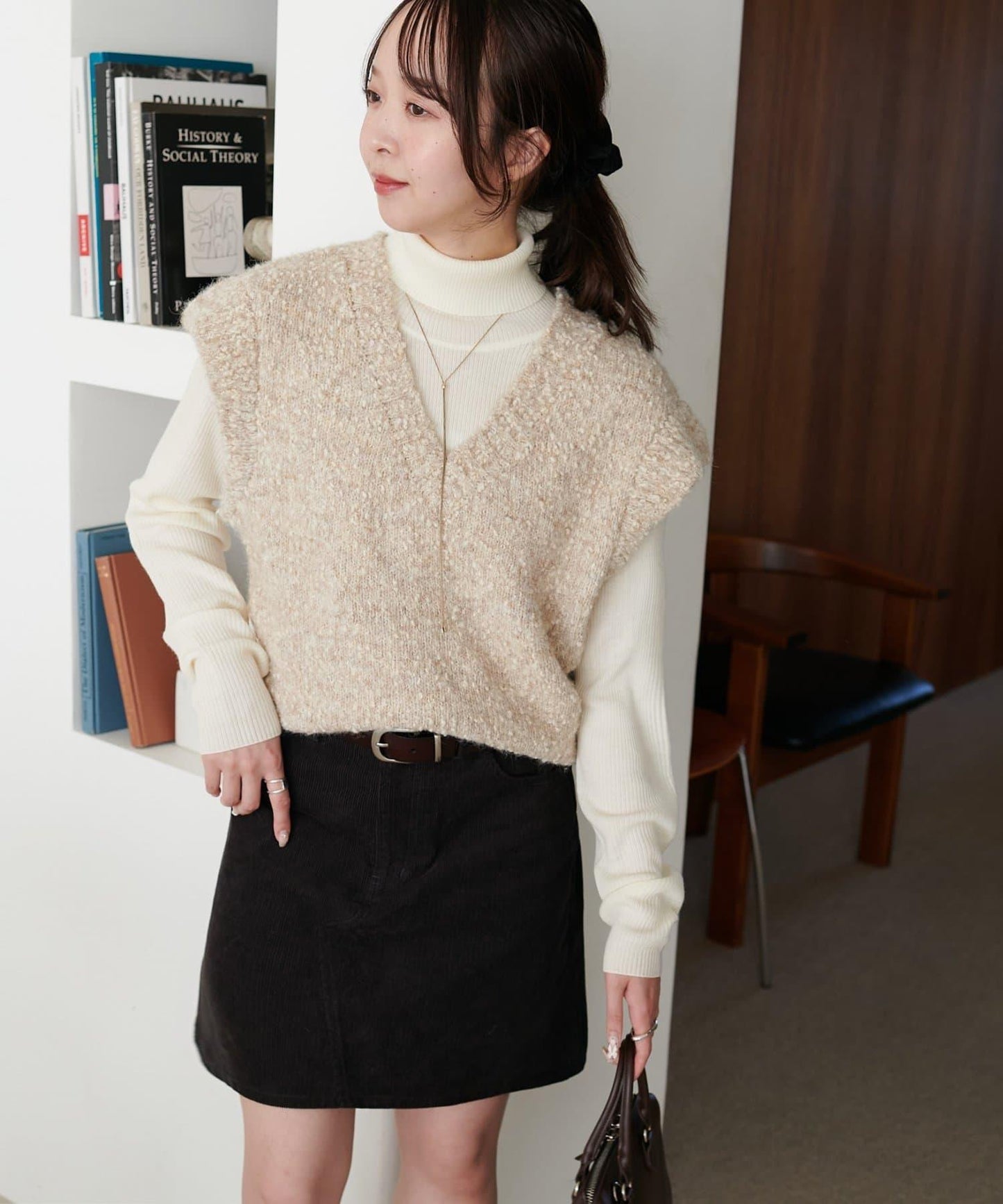 【Discoat】粗斜紋荷葉邊馬甲