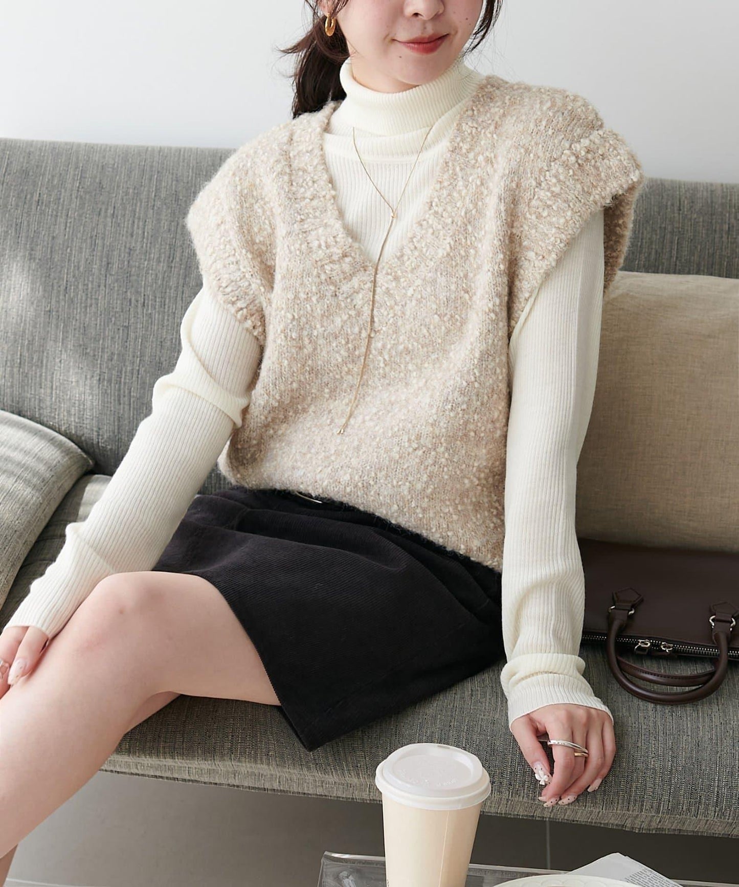 【Discoat】粗斜紋荷葉邊馬甲