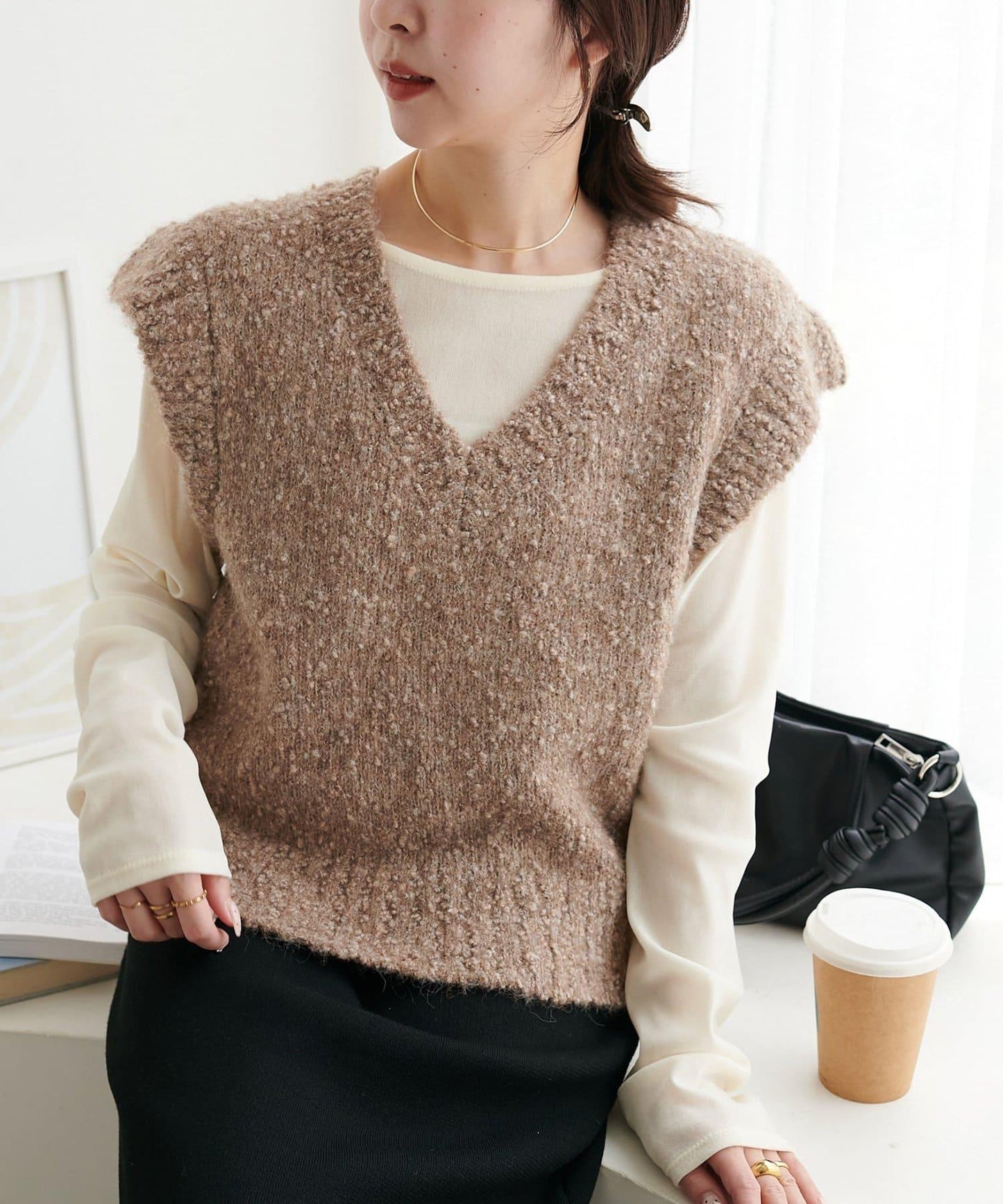 【Discoat】粗斜紋荷葉邊馬甲