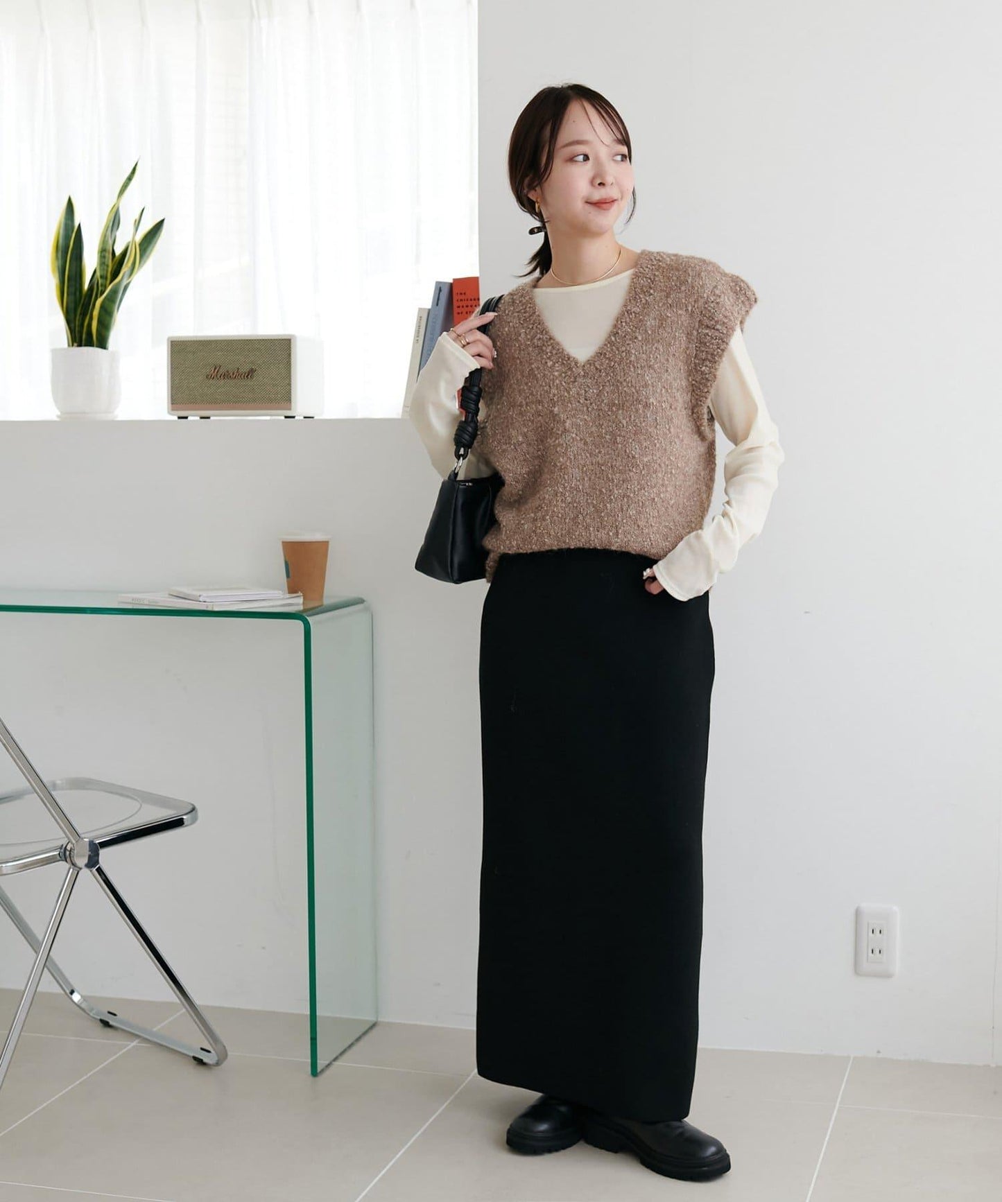 【Discoat】粗斜紋荷葉邊馬甲