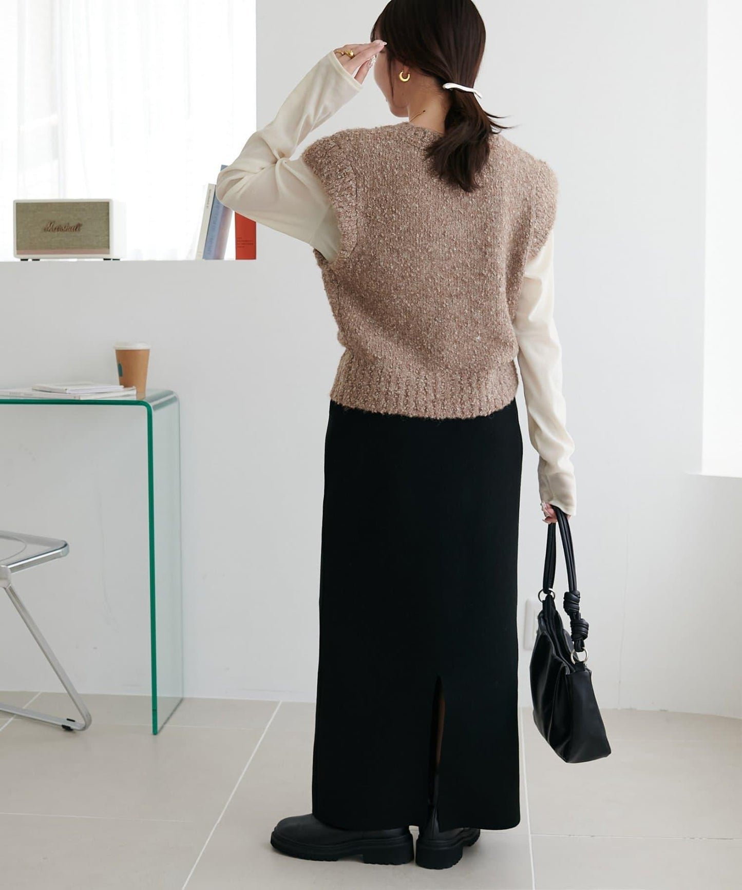 【Discoat】粗斜紋荷葉邊馬甲