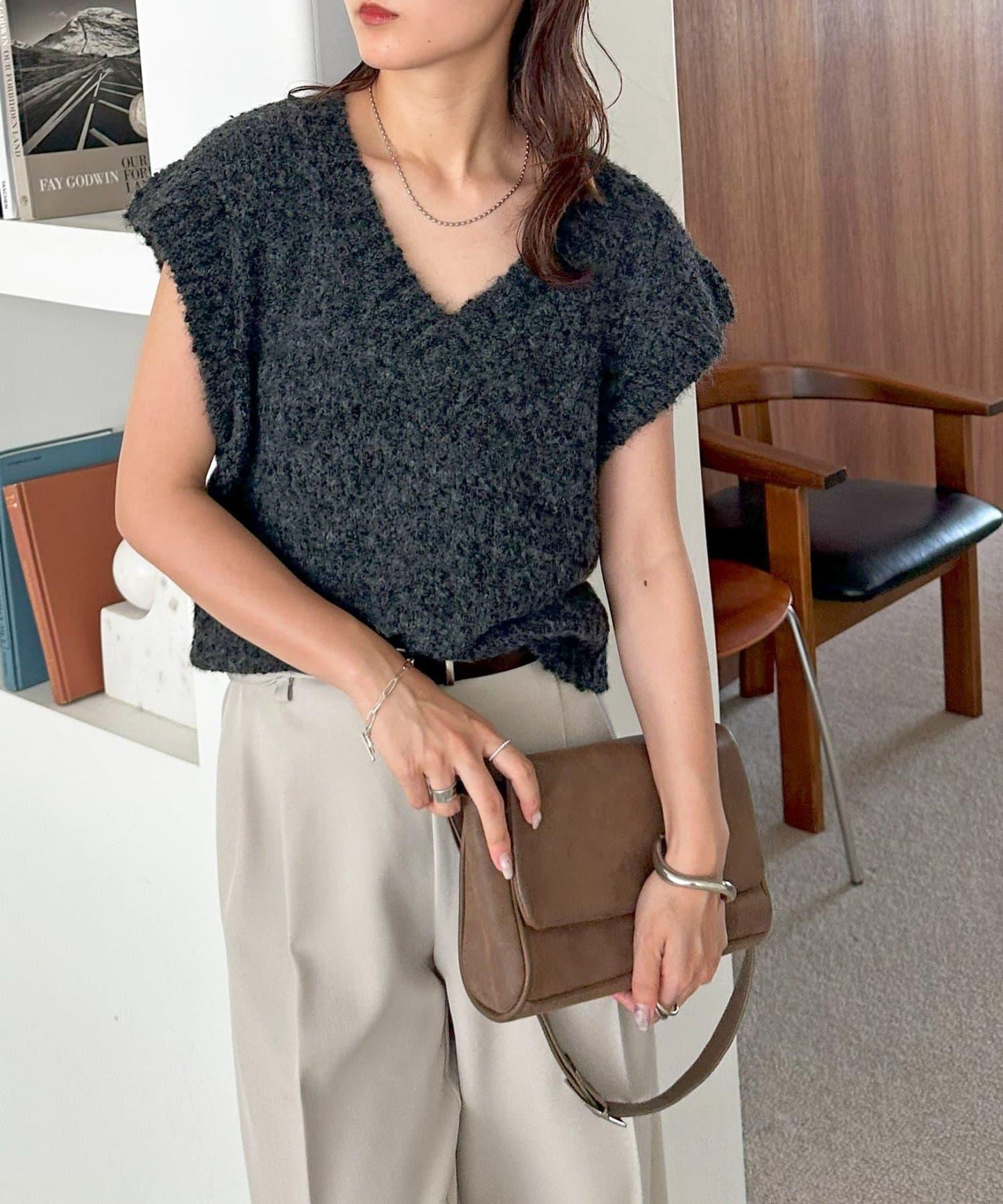 【Discoat】粗斜紋荷葉邊馬甲