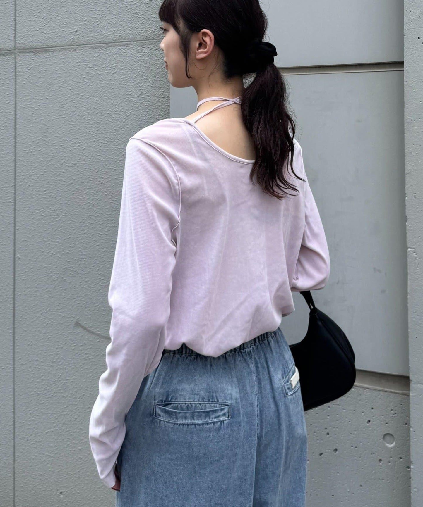 透視植絨復古工藝後系蝴蝶結上衣