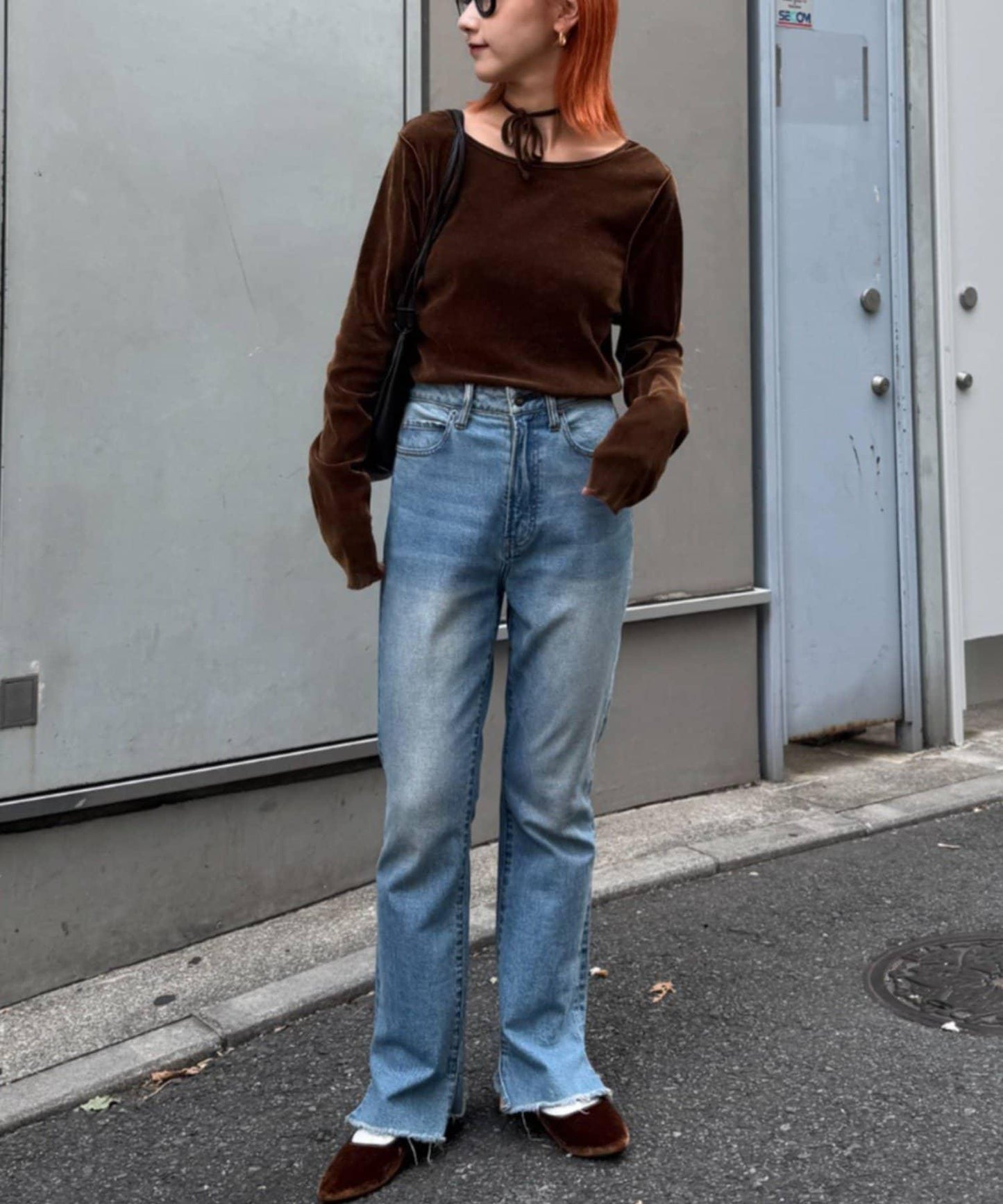 透視植絨復古工藝後系蝴蝶結上衣