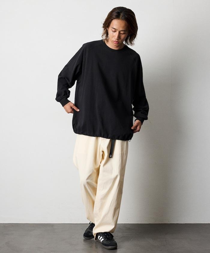 寬鬆版型 美國棉 拼接袖 抽繩 T恤