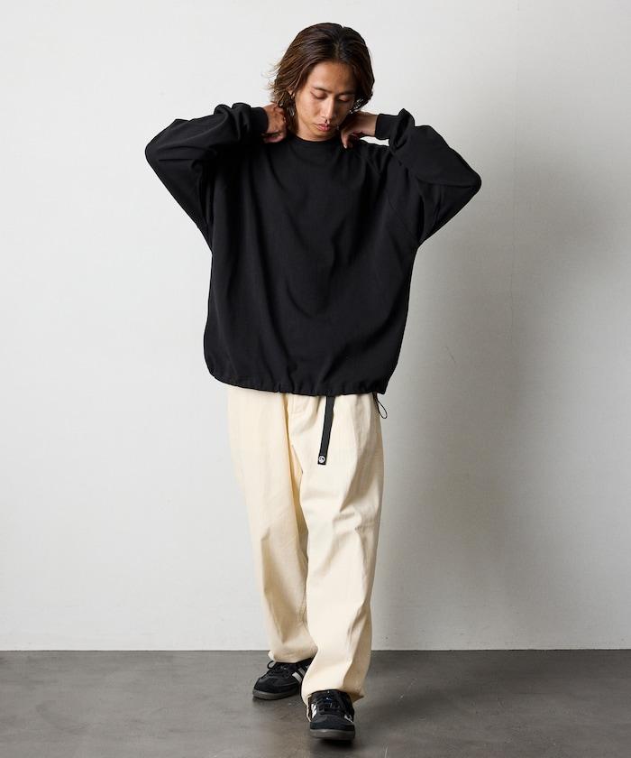 寬鬆版型 美國棉 拼接袖 抽繩 T恤