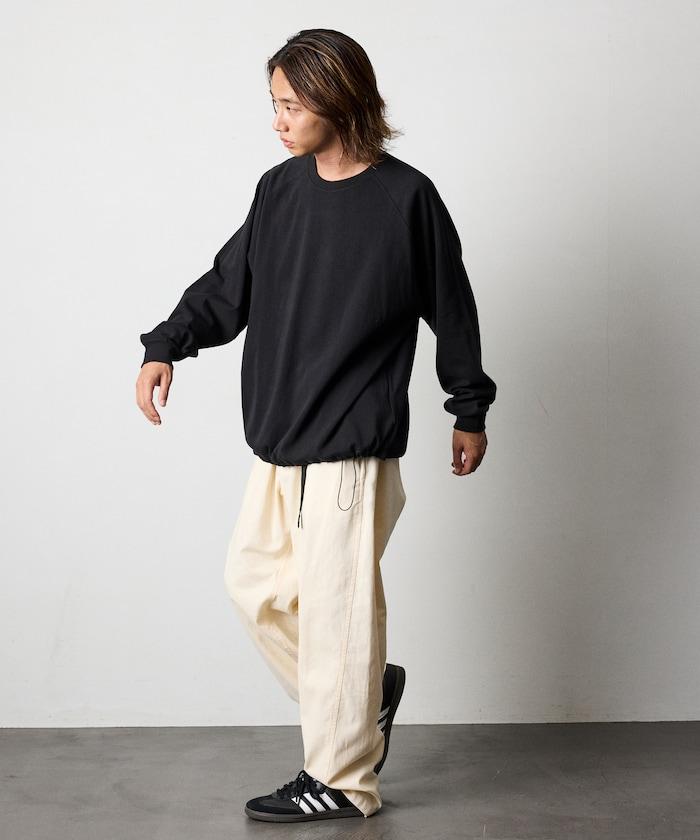 寬鬆版型 美國棉 拼接袖 抽繩 T恤