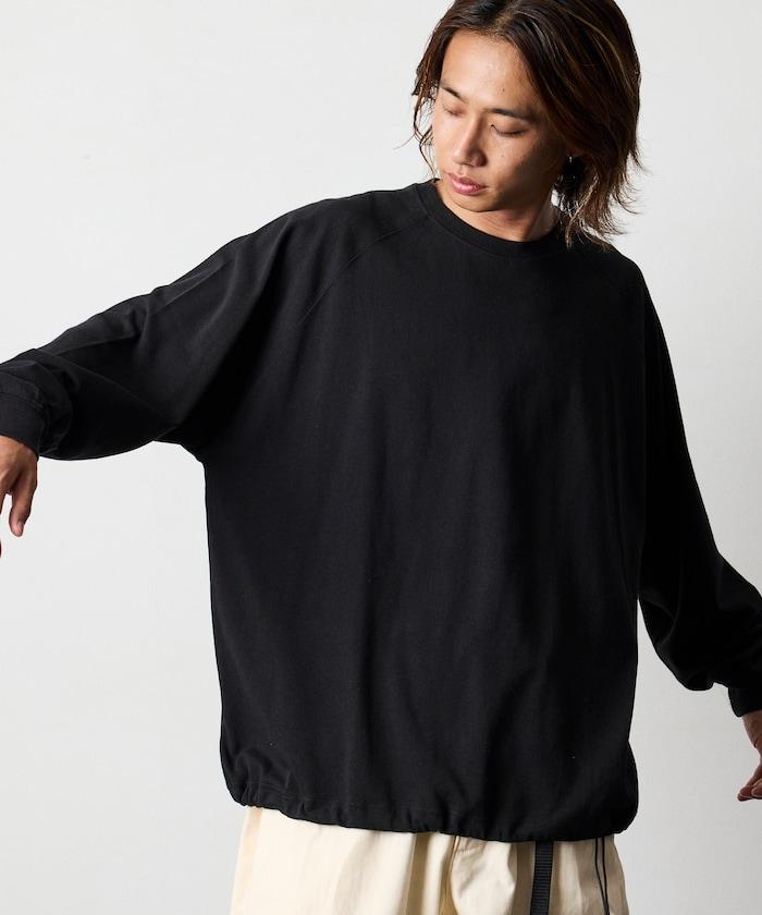 寬鬆版型 美國棉 拼接袖 抽繩 T恤