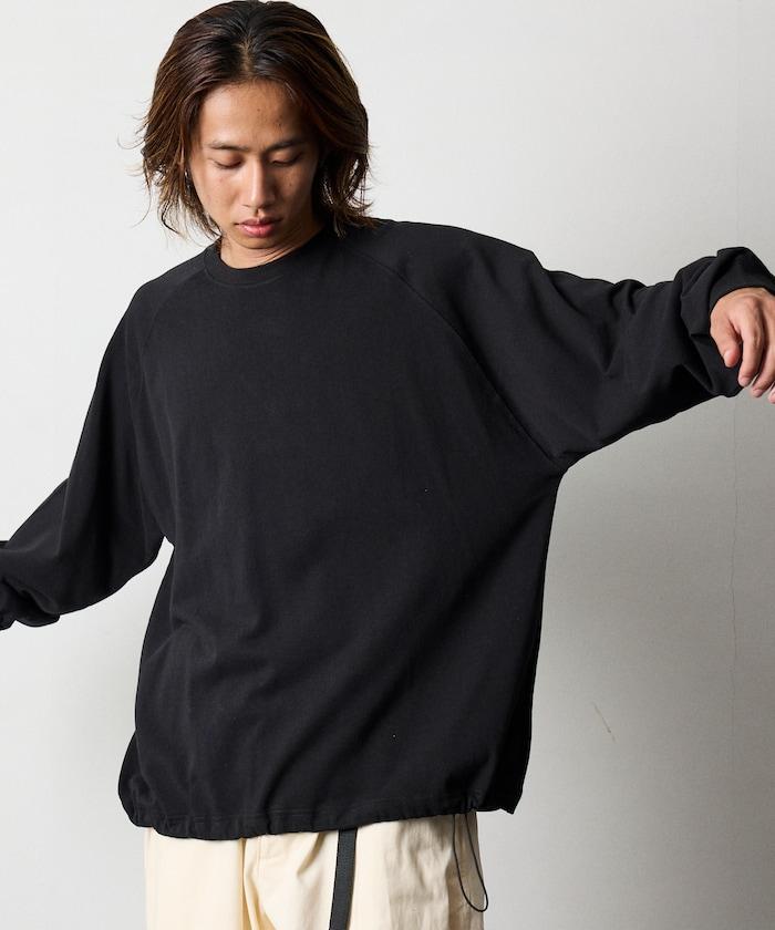 寬鬆版型 美國棉 拼接袖 抽繩 T恤