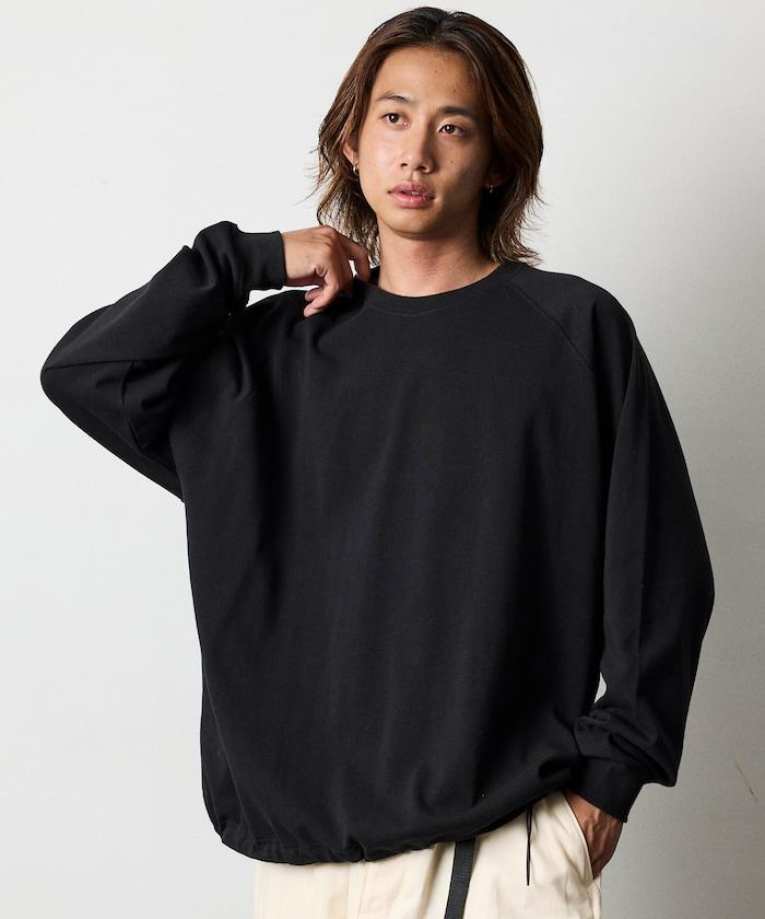 寬鬆版型 美國棉 拼接袖 抽繩 T恤