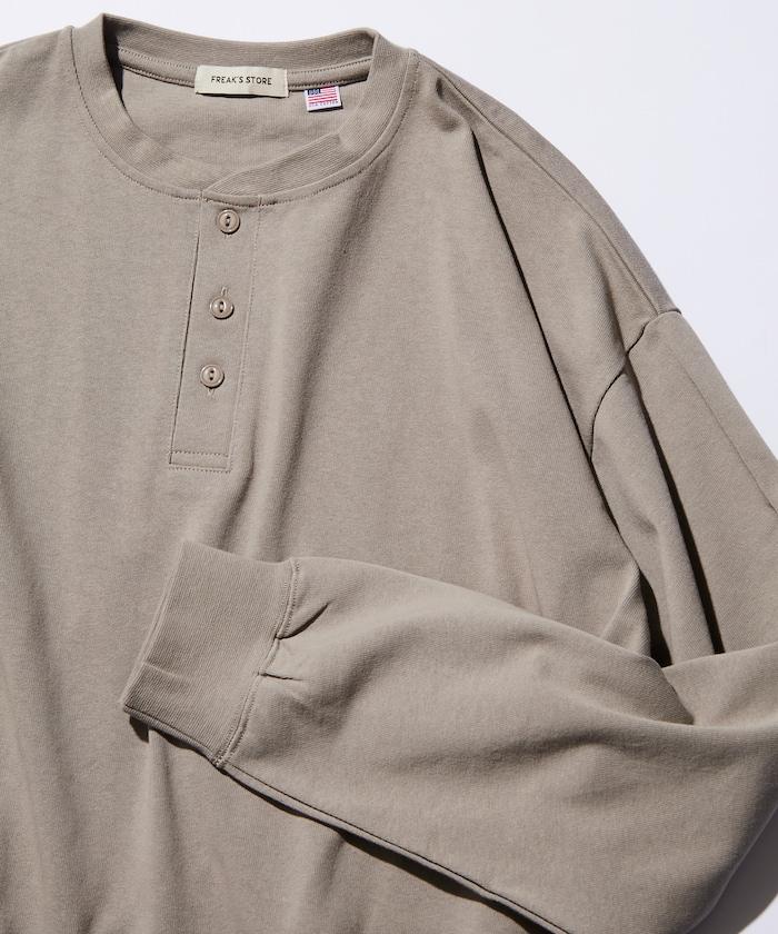 寬鬆版型 USA棉亨利領長袖T恤