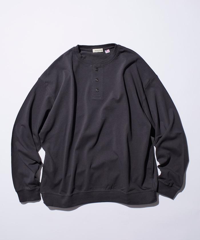 寬鬆版型 USA棉亨利領長袖T恤