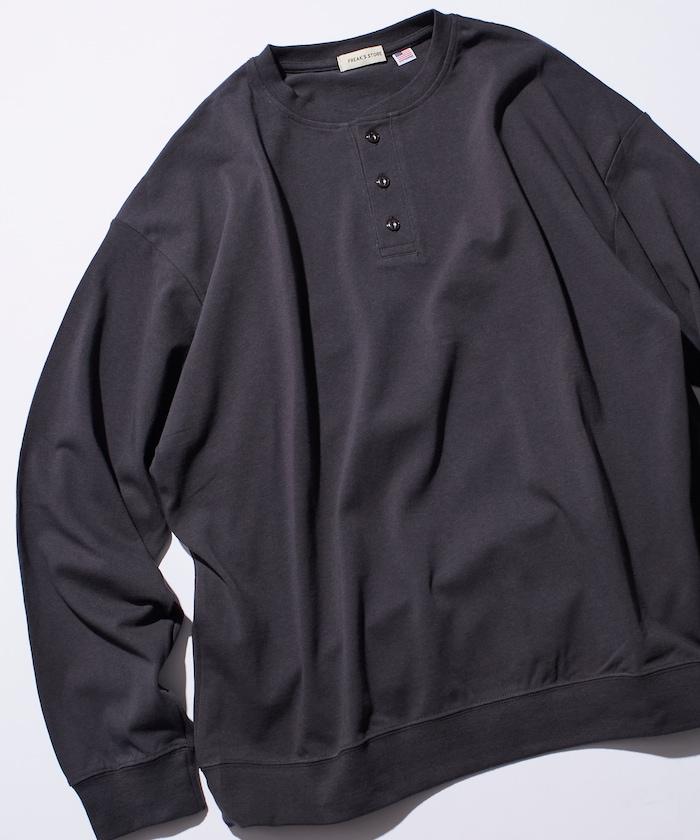 寬鬆版型 USA棉亨利領長袖T恤