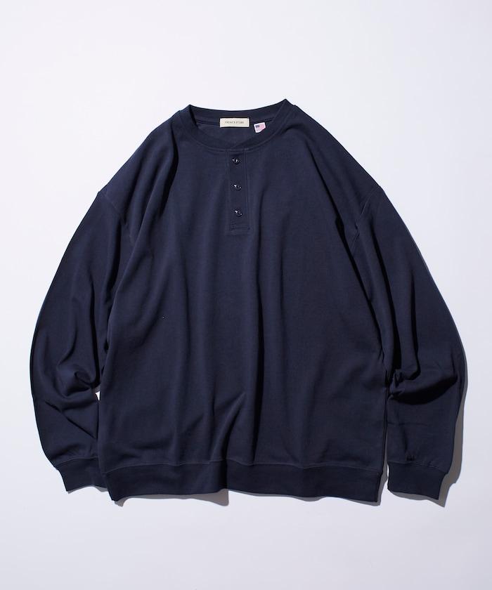 寬鬆版型 USA棉亨利領長袖T恤