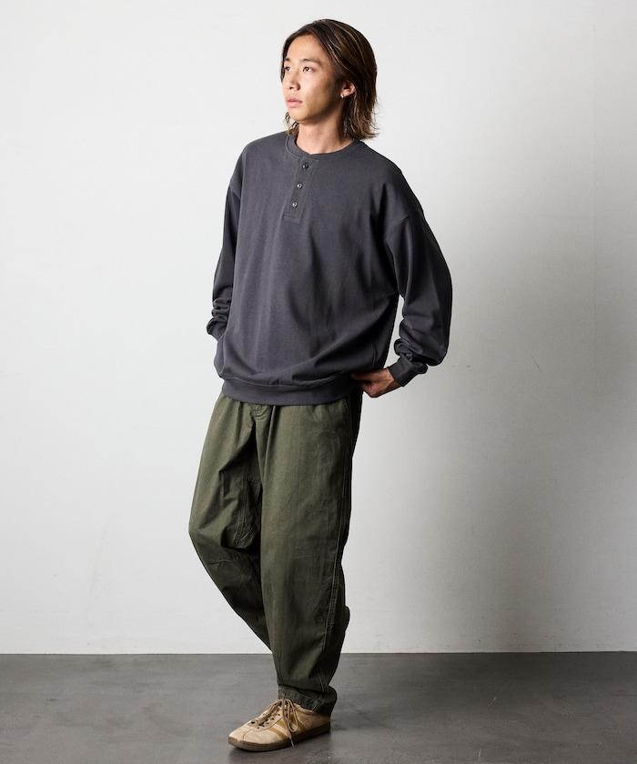 寬鬆版型 USA棉亨利領長袖T恤