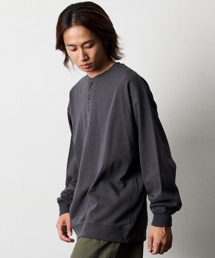 寬鬆版型 USA棉亨利領長袖T恤