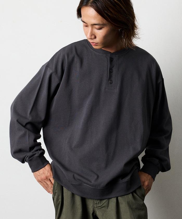 寬鬆版型 USA棉亨利領長袖T恤