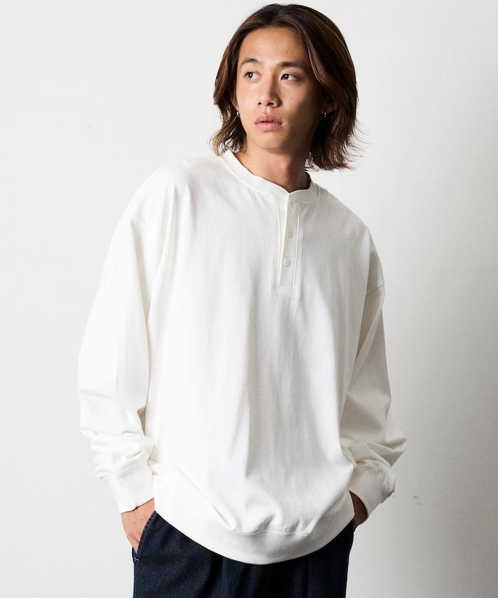 寬鬆版型 USA棉亨利領長袖T恤