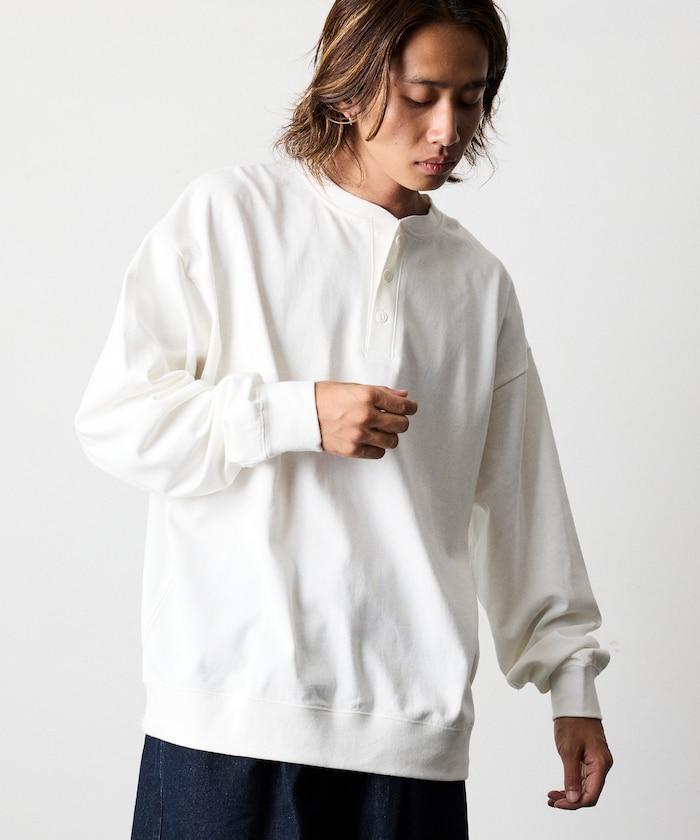 寬鬆版型 USA棉亨利領長袖T恤