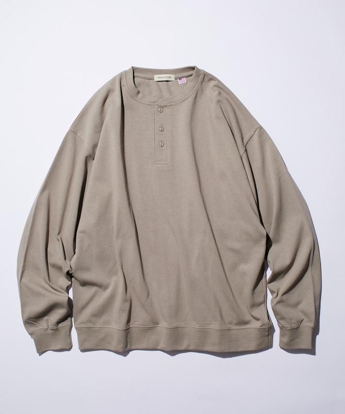 寬鬆版型 USA棉亨利領長袖T恤