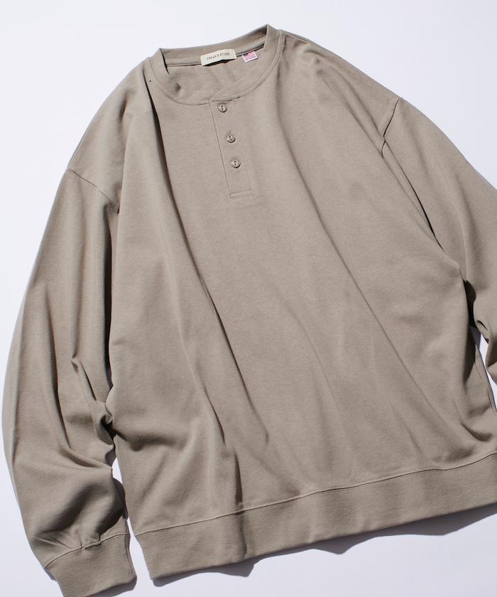 寬鬆版型 USA棉亨利領長袖T恤