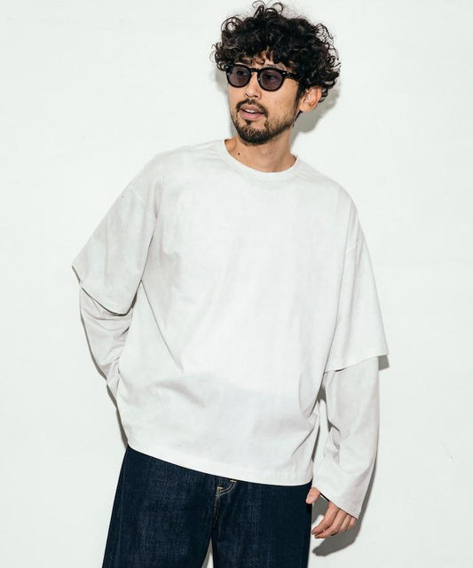 寬鬆版型化學印花疊穿長袖T恤