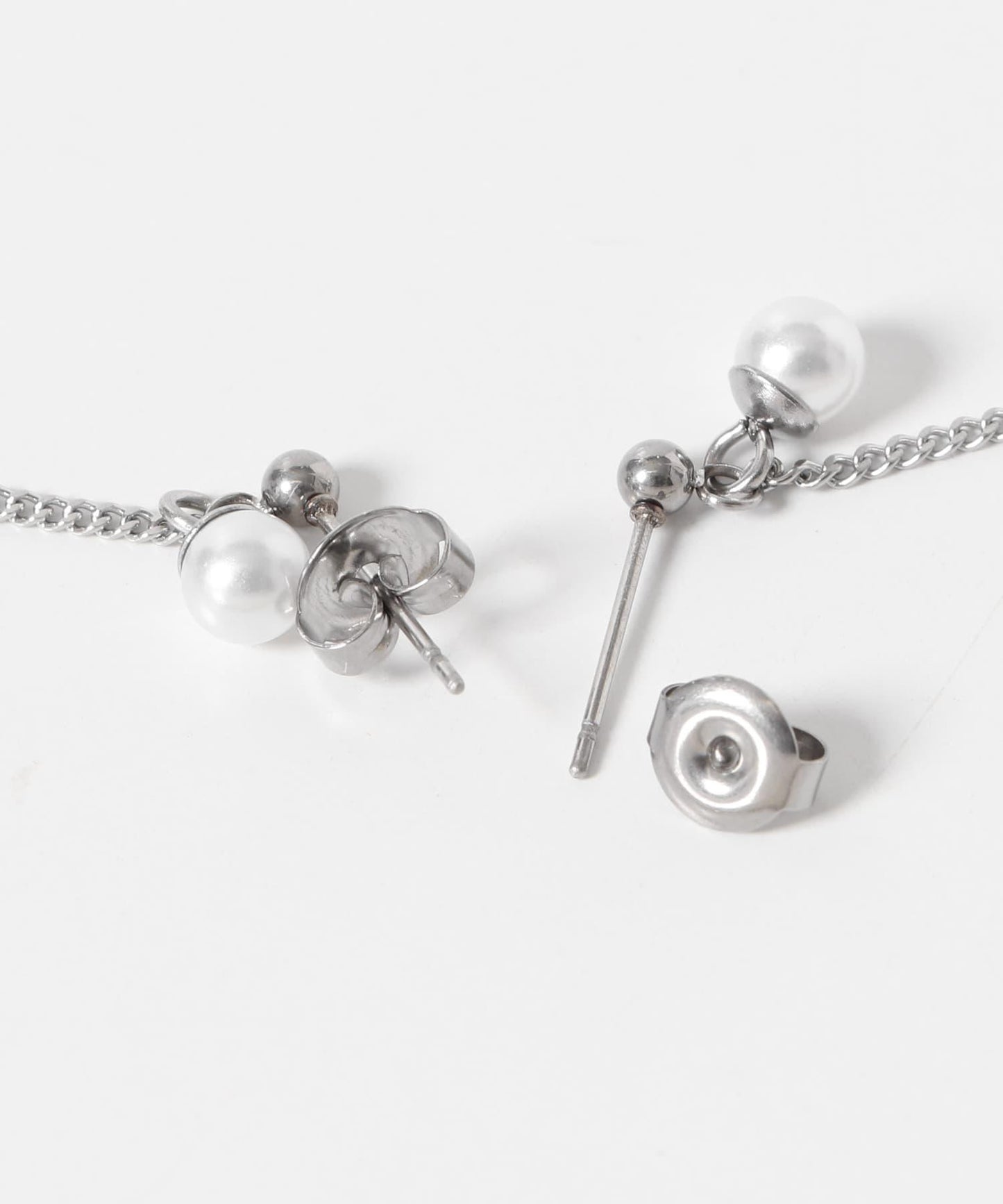 不鏽鋼珍珠簡約鏈條耳環